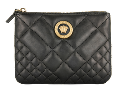 Versace Medusa Quilted Mini Pouch, Leather, Black, MII, B/DB, 3*